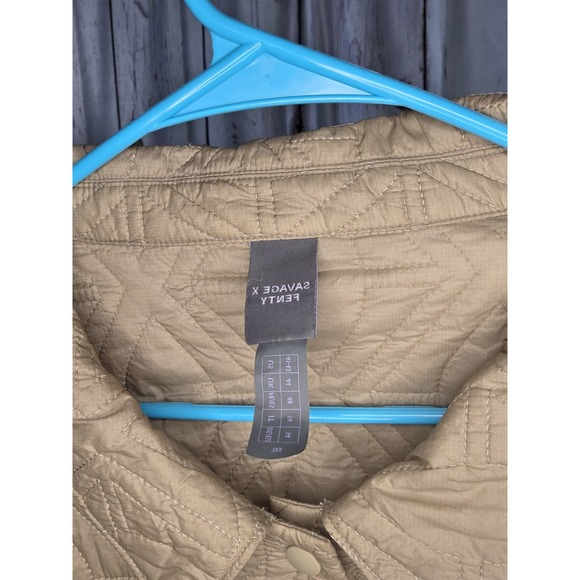 Savage x Fenty Men's Woven Geometric Quilted Jacket Stone Beige Brown Size XXL - Picture 4 of 7